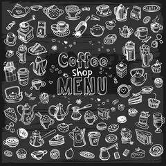 hand drawn coffee set