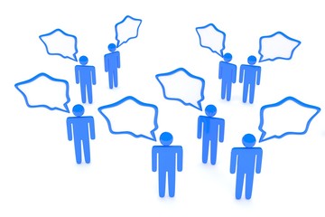 people with talk bubbles isolated over a white background