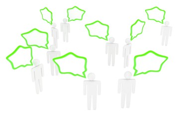 people with talk bubbles isolated over a white background