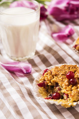 Oat muffins with cranberries and egg liqueur