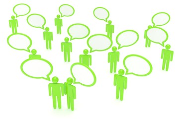people with talk bubbles isolated over a white background
