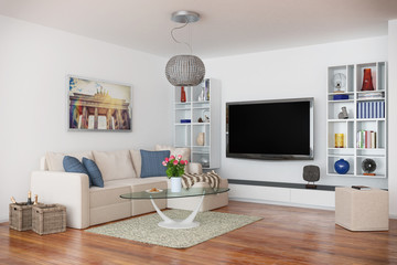 Moderne, luxuriöse Penthouse Wohnung mit einem Wohnzimmer.