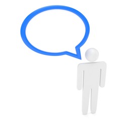 3d man with talk bubbles isolated over a white background