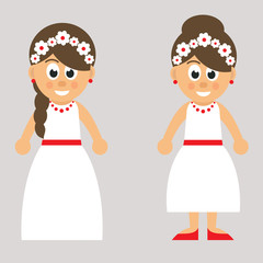 cartoon girl in white dress set