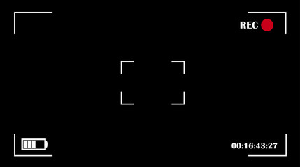 Focusing screen of the camera. Viewfinder camera recording. Video screen on a black background. vector illustration.