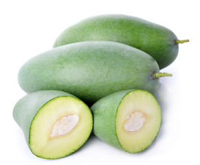 green   mango  on the white ground