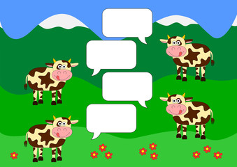 Chat background with cows on green fields