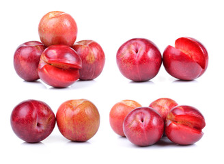 red plum isolated on white background