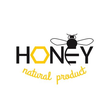 Honey isolated logo. Bee design vector template linear style. 
