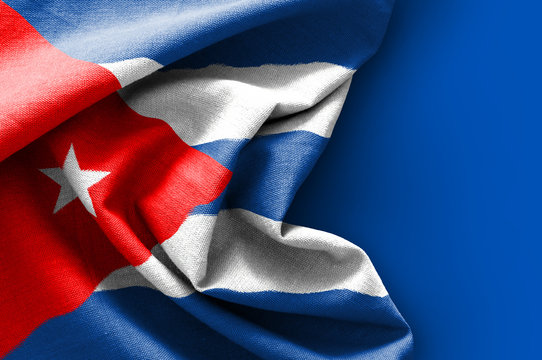 Flag Of Cuba On Blue Background