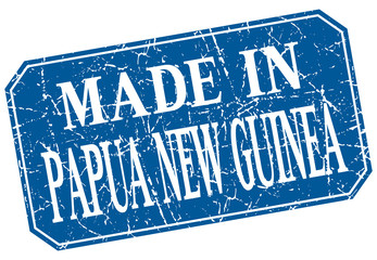 made in Papua New Guinea blue square grunge stamp