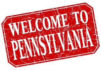 welcome to Pennsylvania red square grunge stamp