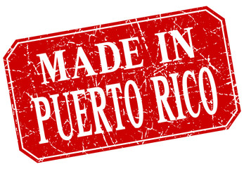 made in Puerto Rico red square grunge stamp