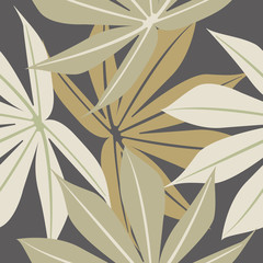 Stylish seamless pattern with tropical leaves