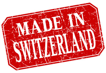 made in Switzerland red square grunge stamp