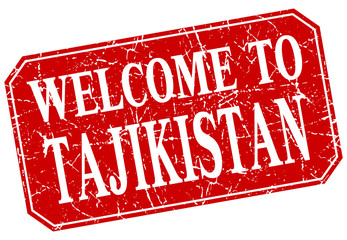 welcome to Tajikistan red square grunge stamp