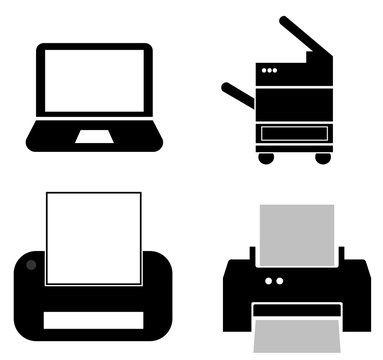 Imprimante en 4 icônes