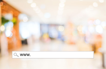 Blur store and bokeh light with address bar, online shopping 
