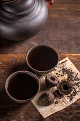 Cups of black tea