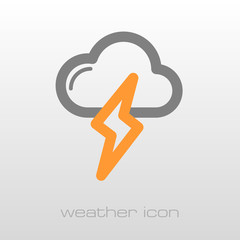 Cloud Lightning icon. Meteorology. Weather