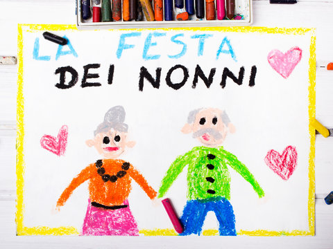 Colorful drawing: Italian grandparents day card