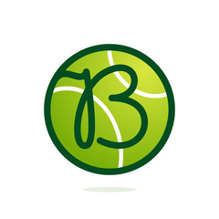 B letter logo with tennis ball.