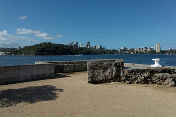 Seawall and Building Ruins at Ballast Point Park Sydney