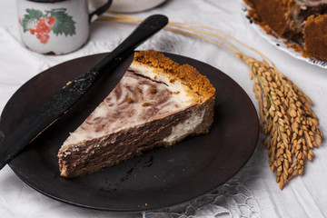 marble cheesecake with cream cheese and chocolate