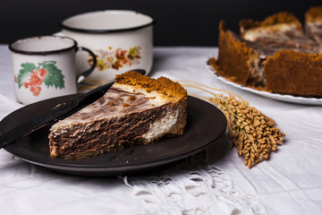 marble cheesecake with cream cheese and chocolate