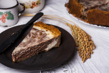 marble cheesecake with cream cheese and chocolate