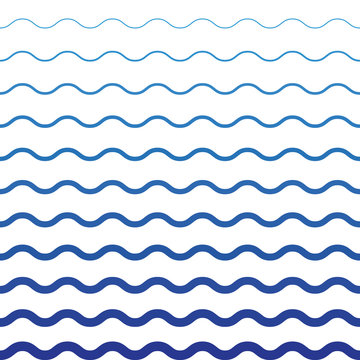 Wave Blue Pattern. Sea Background in Vector