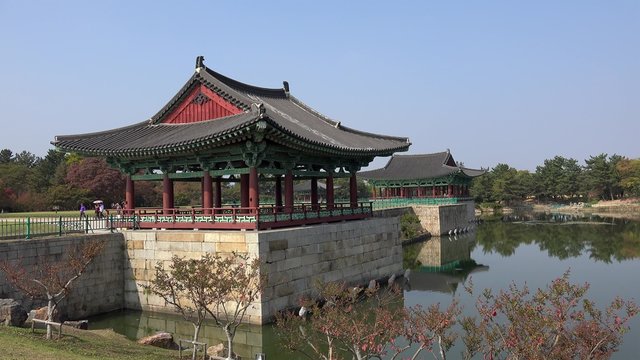 Pavilion of the Donggung Palace at Anapji lake. Gyeongju