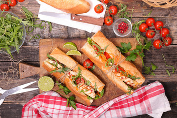 sandwich with chicken and ingredient