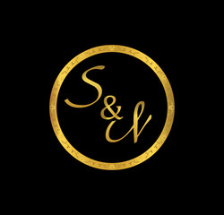 SN initial wedding in golden ring