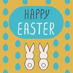 Happy Easter greeting card with bunnies