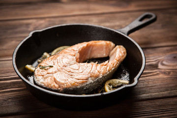 Fried salmon slice