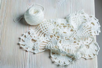 Crochet white napkins made by hand