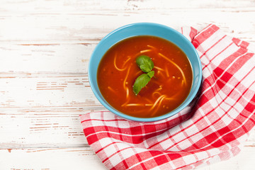 Tomato soup and basil