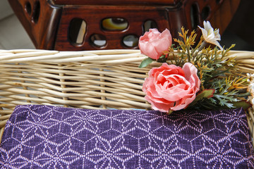 The Silk flowers in Basket