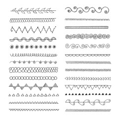 Obraz premium Set of hand drawn line borders.