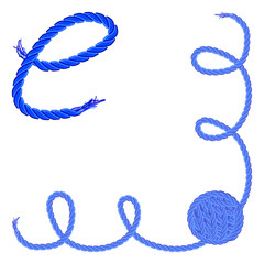 Letter E. Alphabet font vector - yarn, rope, cable