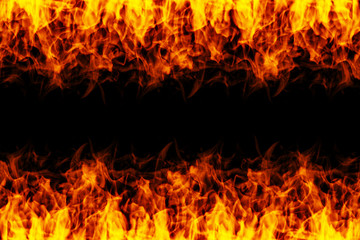 Feuer Flammen auf schwarzem Hintergrund