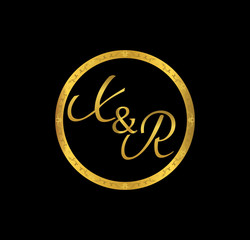 XR initial wedding in golden ring