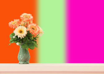 Flower bouquet with abstract color blurred background