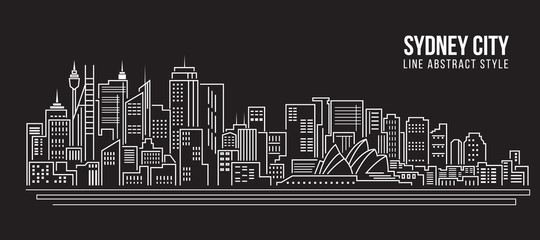Fototapeta premium Cityscape Budynek Grafika liniowa Projekt ilustracji wektorowych - miasto Sydney