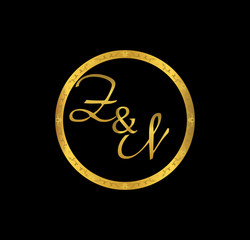 ZN initial wedding in golden ring