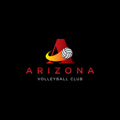 letter A vector template volleyball club logo