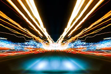 Photo sur Plexiglas Autoroute dans la nuit Street Night light with speed