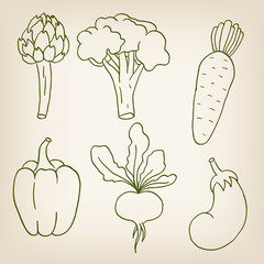 Set of six cute vegetables