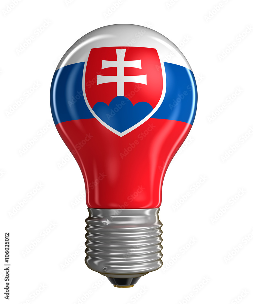 Poster light bulb with slovak flag. image with clipping path